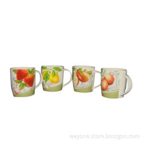 12Oz New Bone Mug with Fruit Design